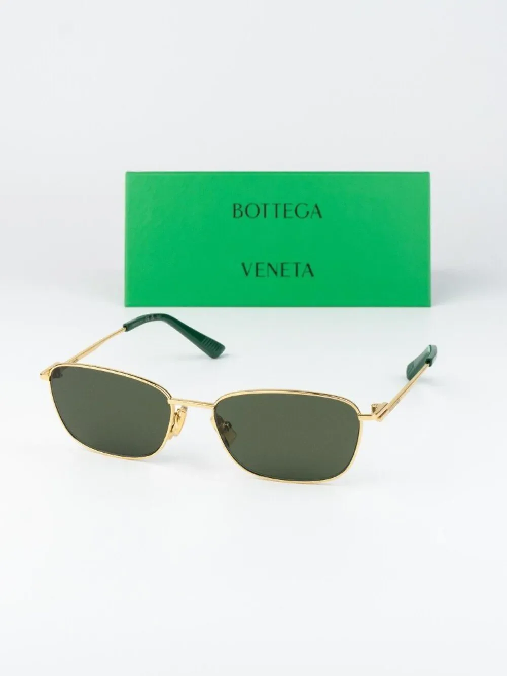 Bottega Veneta Men Sunglasses Gold Green Rectangle BV1300S 002 NEW AUTHENTIC
